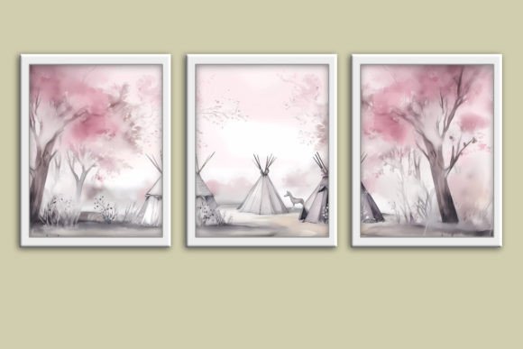 Download Pink Boho Panoramic Gallery Wall Art Set - Premium Resources