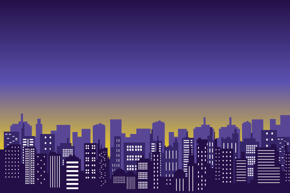 Download Beautiful City Silhouette with Panoramic - Premium Resources