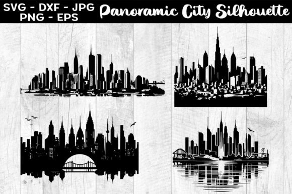 Download Panoramic City Silhouettes SVG EPS PNG - Premium Resources