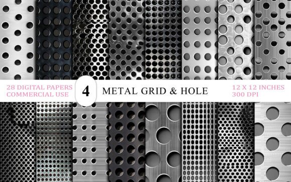 Download Industrial Metal Grid &amp; Hole Pattern Bg - Industrial Collection